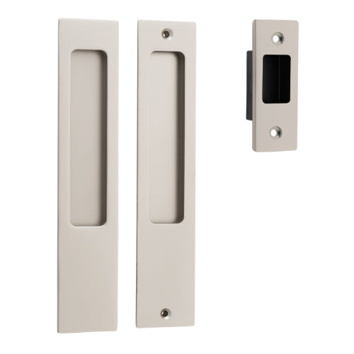 Sliding Door Pull Rectangular Pair Satin Nickel H225xW45xP2.5mm in Satin Nickel