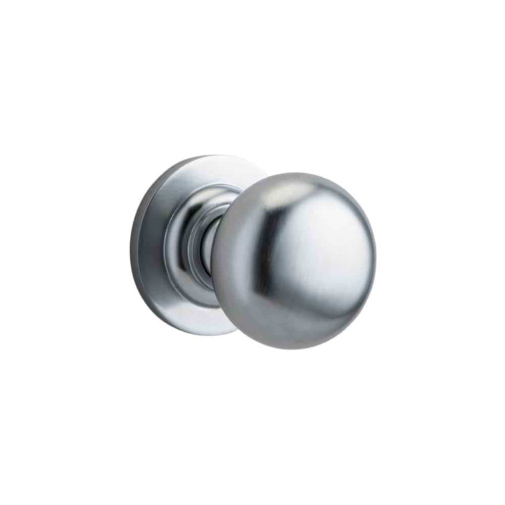 Door Knob Cambridge Round Rose Concealed Fix Brushed Chrome D54xP67mm BP58mm in Brushed Chrome