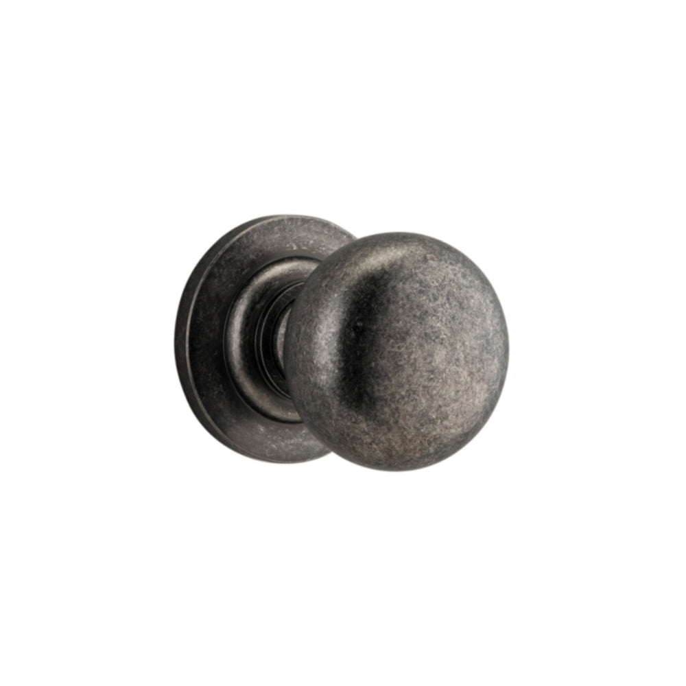 Door Knob Cambridge Round Rose Concealed Fix Distressed Nickel D54xP67mm BP58mm in Distressed Nickel