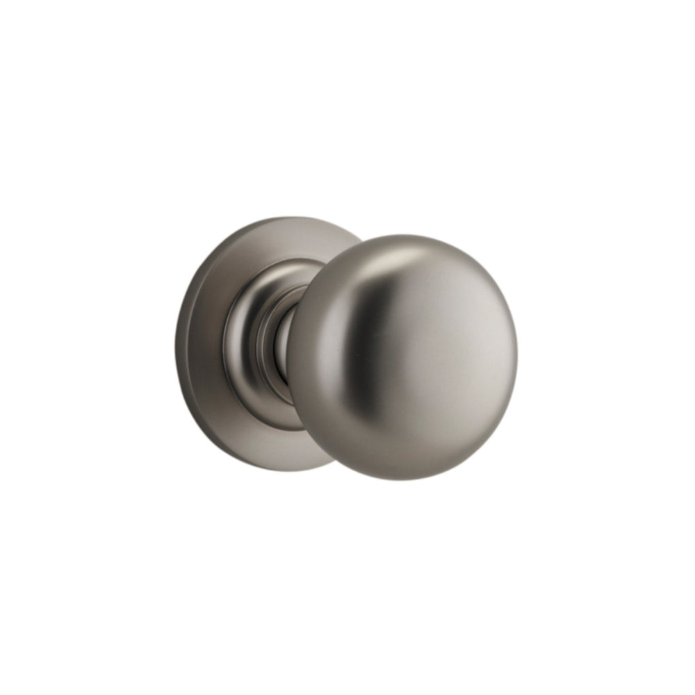 Door Knob Cambridge Round Rose Concealed Fix Satin Nickel D54xP67mm BP58mm in Satin Nickel