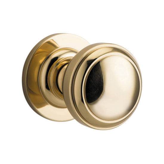 Door Knob Paddington Round Rose Concealed Fix Polished Brass D54xP68mm BP58mm in Polished Brass