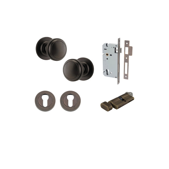 Door Knob Paddington Round Rose Concealed Fix Signature Brass D54xP68mm BP58mm Entrance Kit, Mortice Lock Euro Signature Brass CTC85mm Backset 60mm, Euro Cylinder Key Thumb 6 Pin Signature Brass L70mm KA1, Escutcheon Euro Concealed Fix Round Pair … in Sig