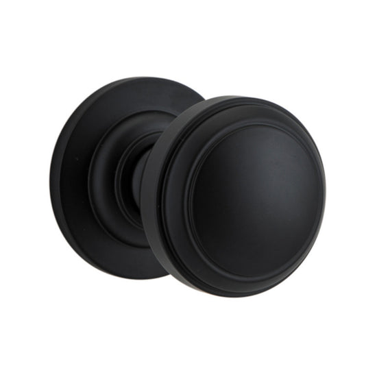 Door Knob Paddington Round Rose Concealed Fix Matt Black D54xP68mm BP58mm in Matt Black