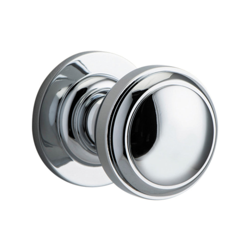 Door Knob Paddington Round Rose Concealed Fix Polished Chrome D54xP68mm BP58mm in Polished Chrome