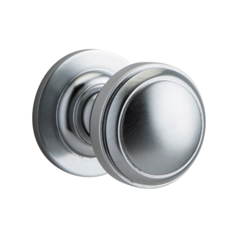 Door Knob Paddington Round Rose Concealed Fix Brushed Chrome D54xP68mm BP58mm in Brushed Chrome