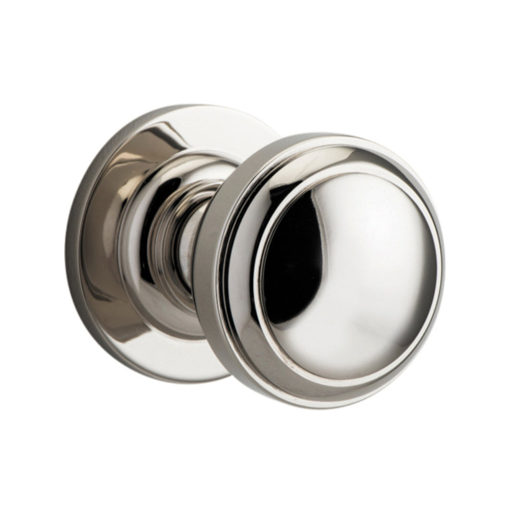 Door Knob Paddington Round Rose Concealed Fix Polished Nickel D54xP68mm BP58mm in Polished Nickel