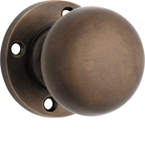 Door Knob Retro Fit Round Rose Pair Antique Brass D54xP59mm BP60mm in Antique Brass