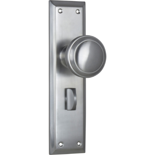 Door Knob Milton Privacy Pair Satin Chrome H200xW50xP73mm in Satin Chrome