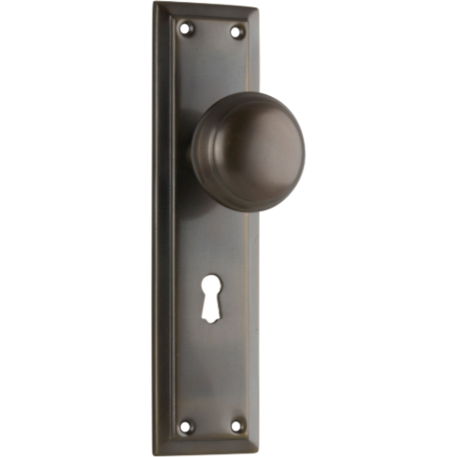 Door Knob Richmond Lock Pair Antique Brass H200xW50xP62mm in Antique Brass