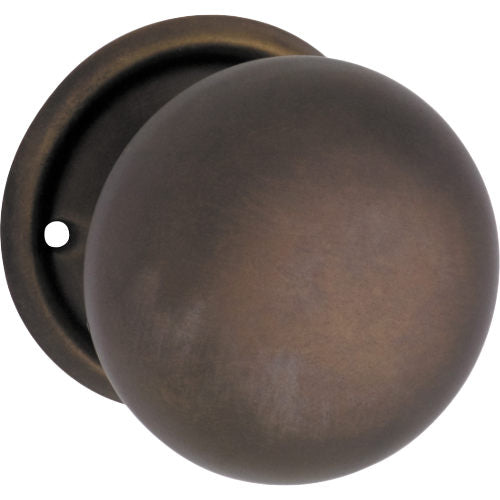 Door Knob Plain Round Rose Pair Antique Brass D54xP53mm BP54mm in Antique Brass