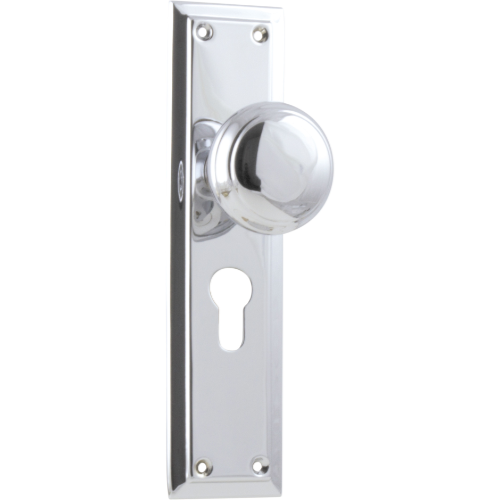 Door Knob Richmond Euro Pair Chrome Plated H200xW50xP62mm in Chrome Plated