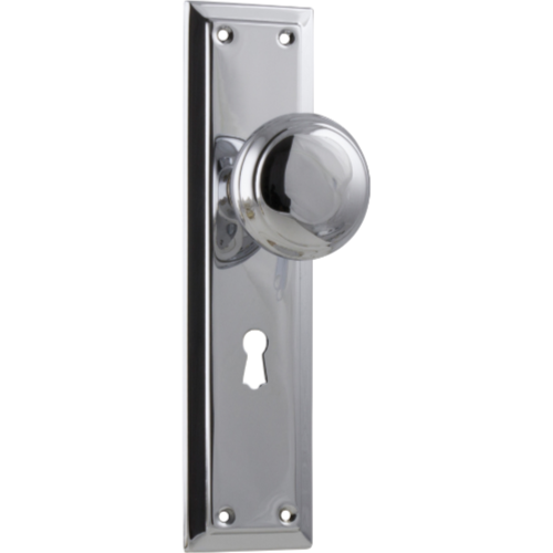 Door Knob Richmond Lock Pair Chrome Plated H200xW50xP62mm in Chrome Plated