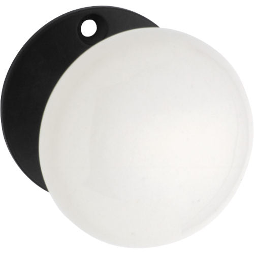 Door Knob White Porcelain Round Rose Pair Matt Black D55xP57mm in Matt Black