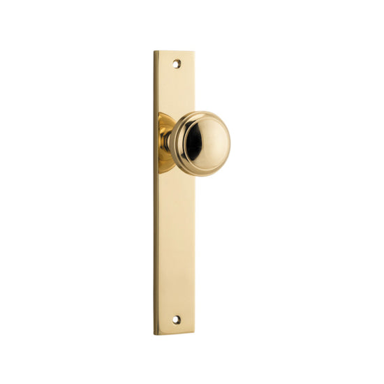 Door Knob Paddington Rectangular Latch Polished Brass H240xW38xP68mm in Polished Brass