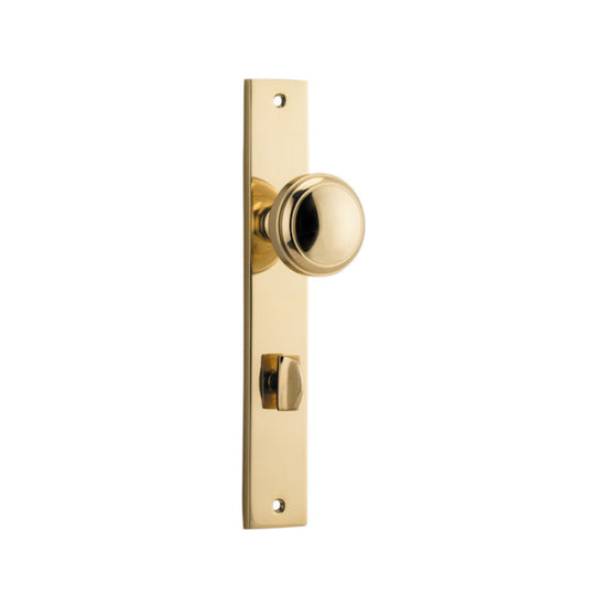 Door Knob Paddington Rectangular Privacy Polished Brass CTC85mm H240xW38xP68mm in Polished Brass