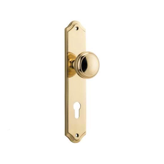 Door Knob Paddington Shouldered Euro Polished Brass CTC85mm H240xW50xP68mm in Polished Brass