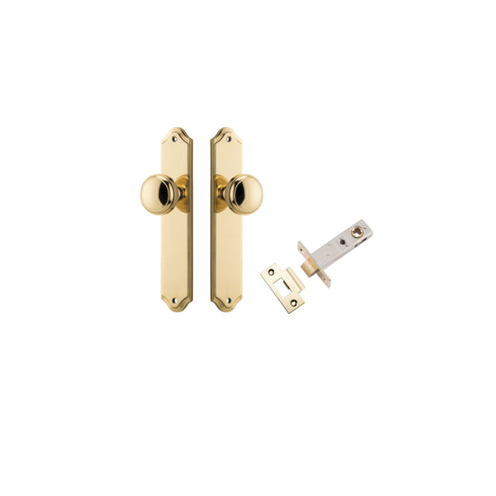 Door Knob Paddington Shouldered Latch Polished Brass H240xW50xP68mm Passage Kit, Tube Latch Split Cam 'T' Striker Polished Brass Backset 60mm in Polished Brass