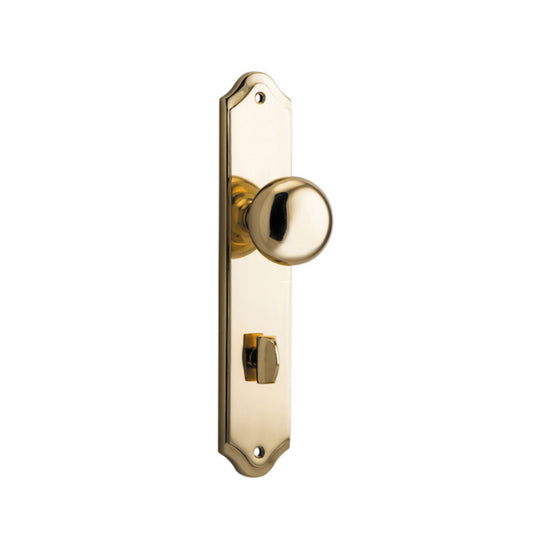 Door Knob Cambridge Shouldered Privacy Polished Brass CTC85mm H240xW50xP67mm in Polished Brass