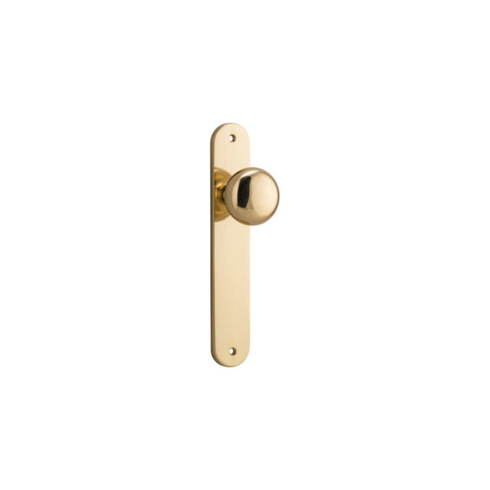 Door Knob Cambridge Oval Latch Polished Brass H240xW40xP67mm in Polished Brass