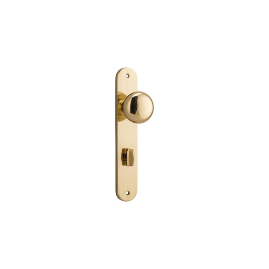 Door Knob Cambridge Oval Privacy Polished Brass CTC85mm H240xW40xP67mm in Polished Brass