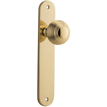 Door Knob Guildford Oval Latch Polished Brass H240xW40xP60mm in Polished Brass