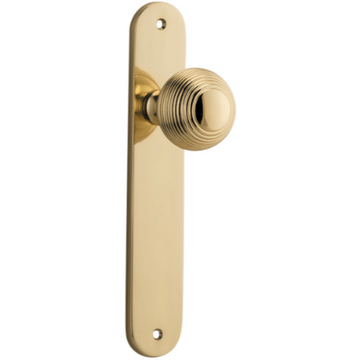 Door Knob Guildford Oval Latch Polished Brass H240xW40xP60mm in Polished Brass