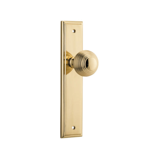 Door Knob Guildford Stepped Latch Polished Brass H237xW50xP60mm in Polished Brass