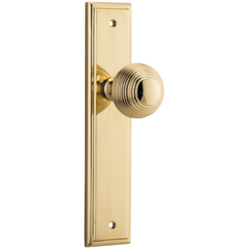 Door Knob Guildford Stepped Latch Polished Brass H237xW50xP60mm in Polished Brass