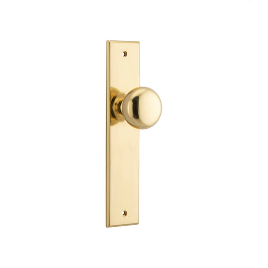 Door Knob Cambridge Chamfered Latch Polished Brass H240xW50xP63mm in Polished Brass