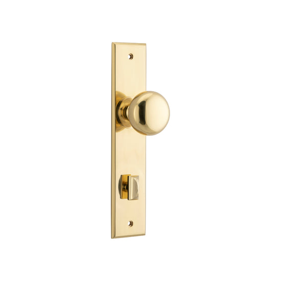 Door Knob Cambridge Chamfered Privacy Polished Brass H240xW50xP63mm in Polished Brass