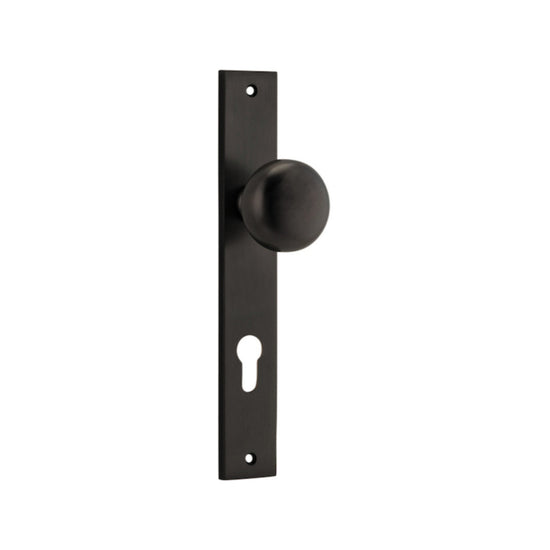 Door Knob Cambridge Rectangular Euro Signature Brass CTC85mm H240xW38xP67mm in Signature Brass