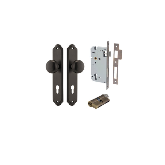 Door Knob Cambridge Shouldered Euro Signature Brass CTC85mm H240xW50xP67mm Entrance Kit, Mortice Lock Euro Signature Brass CTC85mm Backset 60mm, Euro Cylinder Dual Function 5 Pin Signature Brass L65mm KA1 in Signature Brass