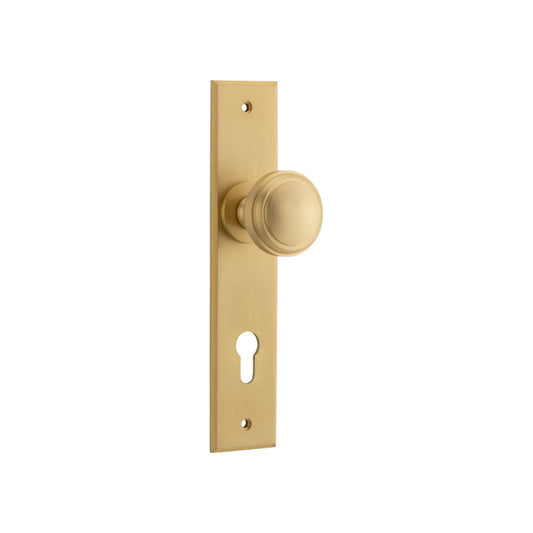 Door Knob Paddington Chamfered Euro Brushed Brass H240xW50xP63mm in Brushed Brass