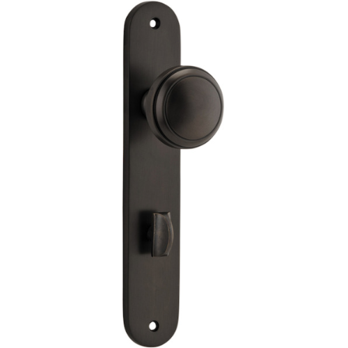 Door Knob Paddington Oval Privacy Signature Brass CTC85mm H240xW50xP68mm in Signature Brass