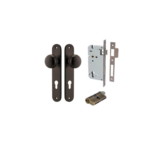 Door Knob Cambridge Oval Euro Signature Brass CTC85mm H240xW40xP67mm Entrance Kit, Mortice Lock Euro Signature Brass CTC85mm Backset 60mm, Euro Cylinder Dual Function 5 Pin Signature Brass L65mm KA1 in Signature Brass