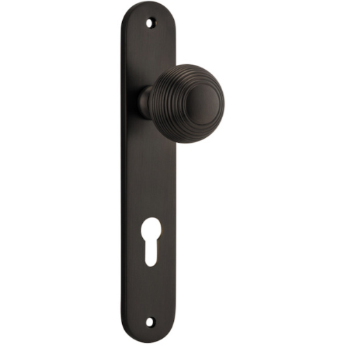 Door Knob Guildford Oval Euro Signature Brass CTC85mm H240xW40xP60mm in Signature Brass