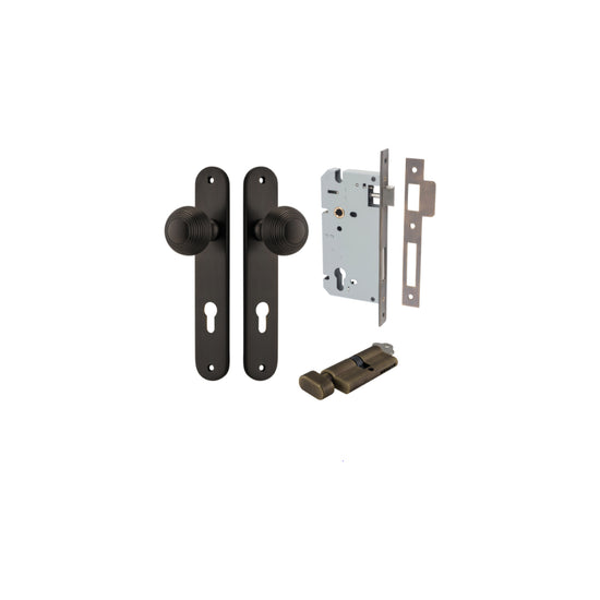 Door Knob Guildford Oval Euro Signature Brass CTC85mm H240xW40xP60mm Entrance Kit, Mortice Lock Euro Signature Brass CTC85mm Backset 60mm, Euro Cylinder Key Thumb 6 Pin Signature Brass L70mm KA1 in Signature Brass