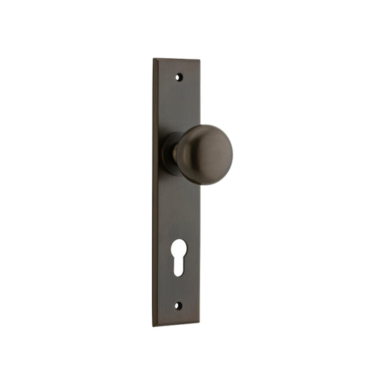 Door Knob Cambridge Chamfered Euro Signature Brass H240xW50xP63mm in Signature Brass