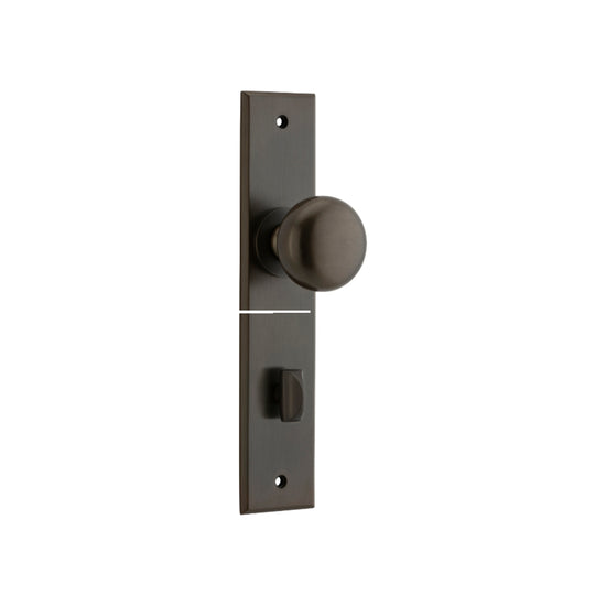 Door Knob Cambridge Chamfered Privacy Signature Brass H240xW50xP63mm in Signature Brass