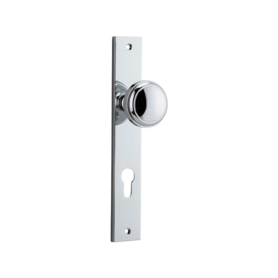 Door Knob Paddington Rectangular Euro Polished Chrome CTC85mm H240xW38xP68mm in Polished Chrome