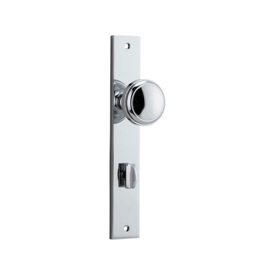 Door Knob Paddington Rectangular Privacy Polished Chrome CTC85mm H240xW38xP68mm in Polished Chrome