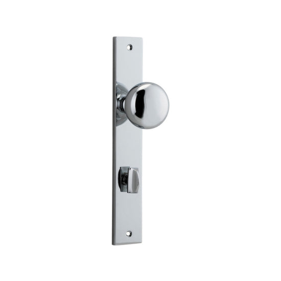 Door Knob Cambridge Rectangular Privacy Polished Chrome CTC85mm H240xW38xP67mm in Polished Chrome