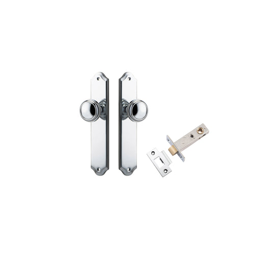 Door Knob Paddington Shouldered Latch Polished Chrome H240xW50xP68mm Passage Kit, Tube Latch Split Cam 'T' Striker Polished Chrome Backset 60mm in Polished Chrome