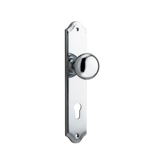 Door Knob Cambridge Shouldered Euro Polished Chrome CTC85mm H237xW50xP67mm in Polished Chrome