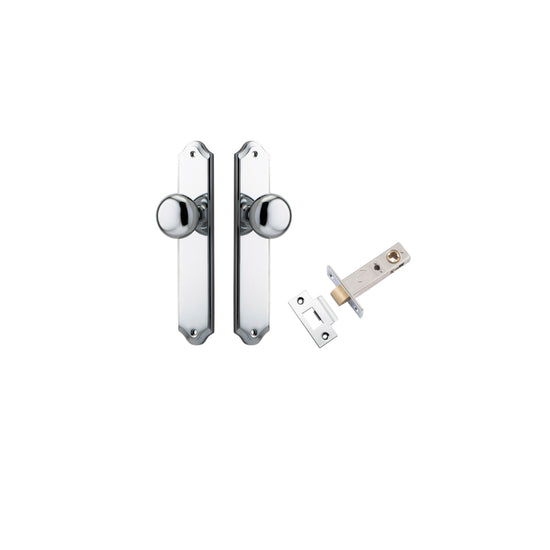 Door Knob Cambridge Shouldered Latch Polished Chrome H240xW50xP67mm Passage Kit, Tube Latch Split Cam 'T' Striker Polished Chrome Backset 60mm in Polished Chrome