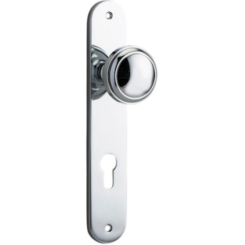 Door Knob Paddington Oval Euro Polished Chrome CTC85mm H237xW50xP68mm in Polished Chrome