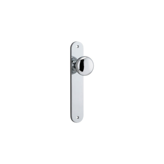 Door Knob Cambridge Oval Latch Polished Chrome H230xW40xP67mm in Polished Chrome