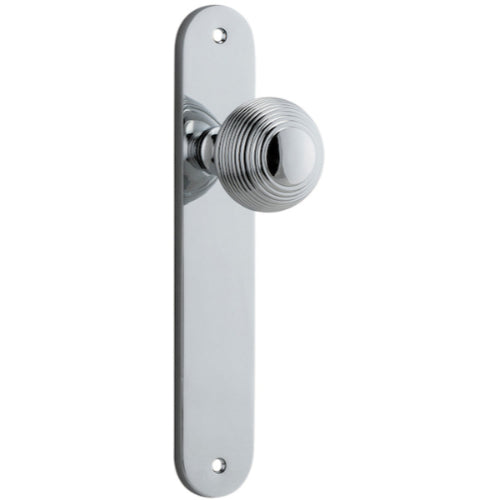 Door Knob Guildford Oval Latch Polished Chrome H230xW40xP60mm in Polished Chrome