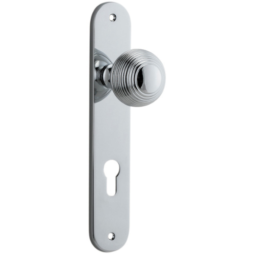 Door Knob Guildford Oval Euro Polished Chrome CTC85mm H230xW40xP60mm in Polished Chrome