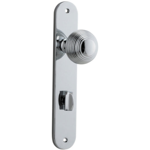 Door Knob Guildford Oval Privacy Polished Chrome CTC85mm H230xW40xP60mm in Polished Chrome